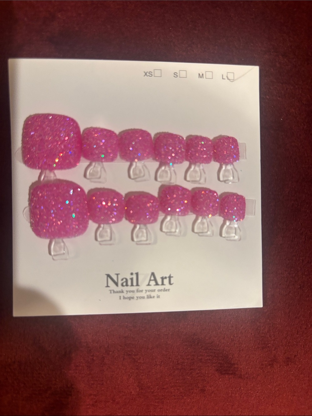 Kids Glitter Press-On Toe Nails in Hot Pink